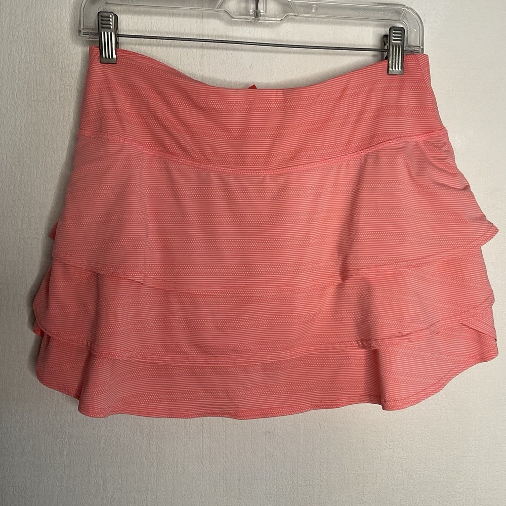Athleta Dot Stripe Swagger Skort Coral Reef Size MEDIUM FLAWS